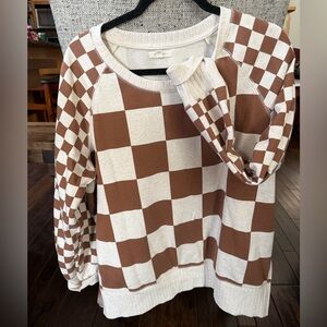 Maurices willow soft checkered crewneck